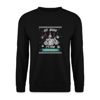 Go Jesus it's your birthday birthday gift - Unisex Sweatshirt - black - Front - Alina (178cm) & Michal (187cm)