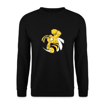 Fitness Wespe Biene Hornisse Muskeln Geschenk - Unisex Pullover - Schwarz - Vorne - Alina (178cm) & Michal (187cm)