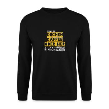 Kochen Kaffee oder Bier Junggesellenabschied - Unisex Pullover - Schwarz - Vorne - Alina (178cm) & Michal (187cm)