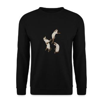 Drei Katzen Springen Spielen Verspielt Geschenk - Unisex Pullover - Schwarz - Vorne - Alina (178cm) & Michal (187cm)