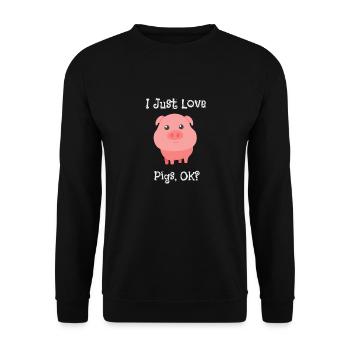 Cute & Funny I Just Love Pigs, OK? Baby Pig - Unisex Sweatshirt - black - Front - Alina (178cm) & Michal (187cm)