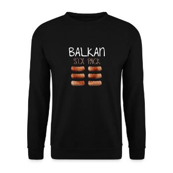 Balkan Six Pack - Balkan Style for the man of honor - Unisex Sweatshirt - black - Front - Alina (178cm) & Michal (187cm)