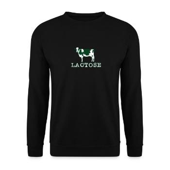 Lactose Anti Vegan Food Shirt für Fleischliebhaber - Unisex Pullover - Schwarz - Vorne - Alina (178cm) & Michal (187cm)