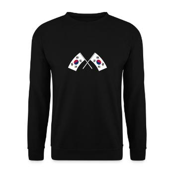 Corée du Nord Corée du Sud Asie Drapeau Cadeau - Sweat-shirt Unisexe - noir - Devant - Alina (178cm) & Michal (187cm)