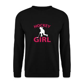 Hockey Mädchen Girl Puck Feldhockey Eis - Unisex Pullover - Schwarz - Vorne - Alina (178cm) & Michal (187cm)