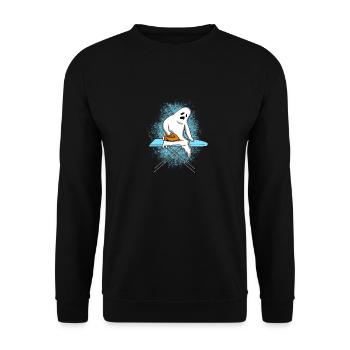 Ghost ironing self Halloween gift - Unisex Sweatshirt - black - Front - Alina (178cm) & Michal (187cm)