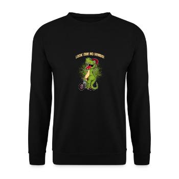 Schauen Sie ma kein Handdinosauriergeschenk - Unisex Pullover - Schwarz - Vorne - Alina (178cm) & Michal (187cm)