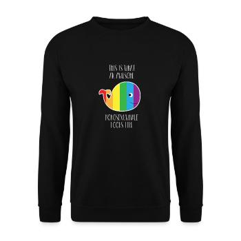 LGBT - Homosexuell - Gay Pride - Geschenk - Wal - Unisex Pullover - Schwarz - Vorne - Alina (178cm) & Michal (187cm)