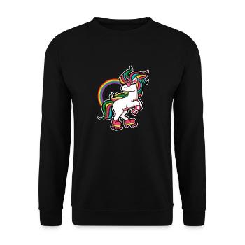 Roller Girl Rollerblades Skates Einhorn Geschenk - Unisex Pullover - Schwarz - Vorne - Alina (178cm) & Michal (187cm)