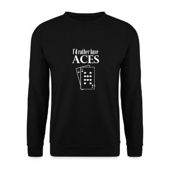 Poker - Poker T-Shirt - Lustiger Spruch - ASS - Unisex Pullover - Schwarz - Vorne - Alina (178cm) & Michal (187cm)