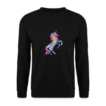 Cadeau drôle d'animal d'impression géométrique d'amant de licorne - Sweat-shirt Unisexe - noir - Devant - Alina (178cm) & Michal (187cm)