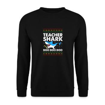 Teachershark ugly sweater gift - Unisex Sweatshirt - black - Front - Alina (178cm) & Michal (187cm)