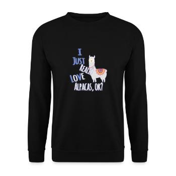 Cute & Funny I Just Really Love Alpacas, OK? - Unisex Sweatshirt - black - Front - Alina (178cm) & Michal (187cm)