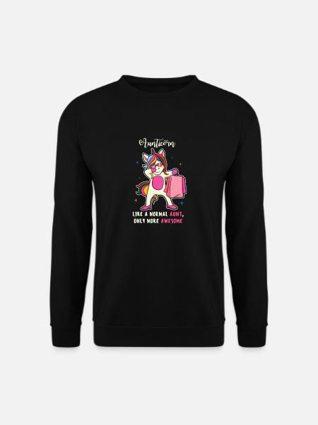 Lustig Aunticorn Einhorn Tante Geschenk Sprüche - Unisex Pullover - Schwarz