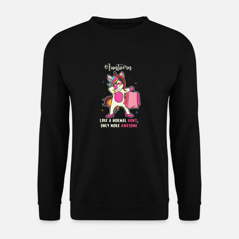 Lustig Aunticorn Einhorn Tante Geschenk Sprüche - Unisex Pullover - Schwarz