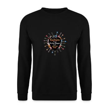 How Many Guitars Does A Guitar Player Need? Funny - Unisex Sweatshirt - black - Front - Alina (178cm) & Michal (187cm)