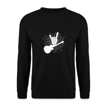 Hand-Rock-Zeichen-Schwermetallgitarre Einzigartiger Rocker - Unisex Pullover - Schwarz - Vorne - Alina (178cm) & Michal (187cm)