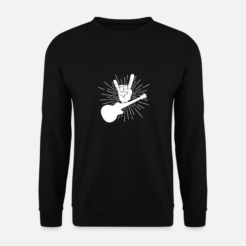 Hand-Rock-Zeichen-Schwermetallgitarre Einzigartiger Rocker - Unisex Pullover - Schwarz