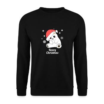 Eisbär - Polarbär - Weihnachten Weihnachtspullover - Unisex Pullover - Schwarz - Vorne - Alina (178cm) & Michal (187cm)