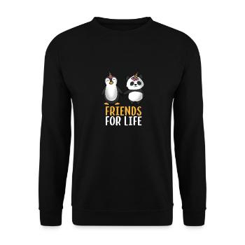 Friends for life penguin and panda gift - Unisex Sweatshirt - black - Front - Alina (178cm) & Michal (187cm)