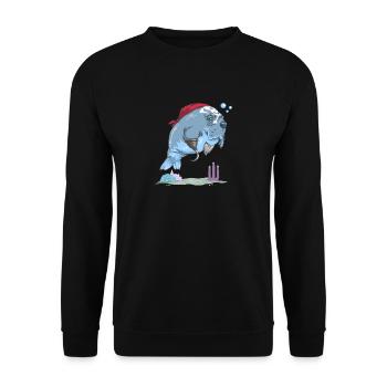 Pirate Manatee Funny Sea Cow Lover - Unisex Sweatshirt - black - Front - Alina (178cm) & Michal (187cm)