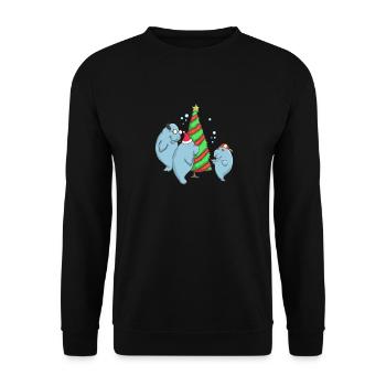 Florida Manatee Weihnachtsbaumfamilie - Unisex Pullover - Schwarz - Vorne - Alina (178cm) & Michal (187cm)