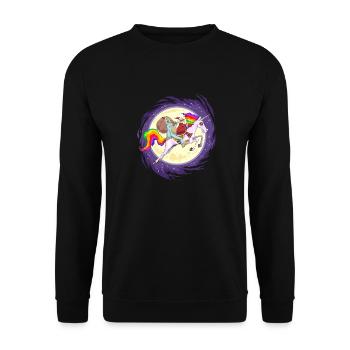 Fun Sasquatch Santa Riding With Unicorn - Unisex Sweatshirt - black - Front - Alina (178cm) & Michal (187cm)