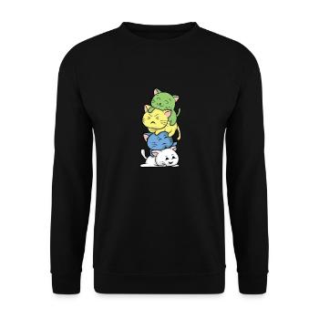 Kawaii Katzen Manga Stil Japan Miao Geschenk - Unisex Pullover - Schwarz - Vorne - Alina (178cm) & Michal (187cm)