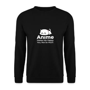 Anime Makes Happy Cat Manga Japan Gift - Unisex Sweatshirt - black - Front - Alina (178cm) & Michal (187cm)