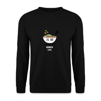 Ramen Leben Nudelsuppe Japanisch Essen Geschenk - Unisex Pullover - Schwarz - Vorne - Alina (178cm) & Michal (187cm)