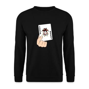 Joker Carte de Poker Carte Carte Cadeau - Sweat-shirt Unisexe - noir - Devant - Alina (178cm) & Michal (187cm)