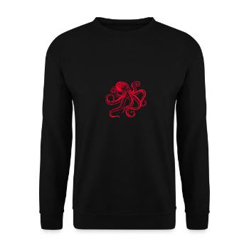 Oktopus Krake Kraken Shirt rot - Unisex Pullover - Schwarz - Vorne - Alina (178cm) & Michal (187cm)