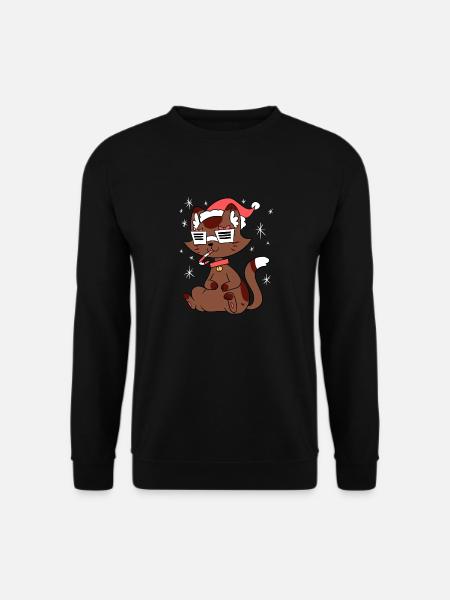 Weihnachten – Weihnachtspullover – Cool Cat - Unisex Pullover - Schwarz