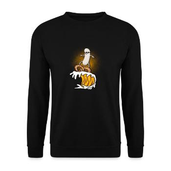 Surfeuse blanche sur le blé de levure arbre avec bretzel - Sweat-shirt Unisexe - noir - Devant - Alina (178cm) & Michal (187cm)
