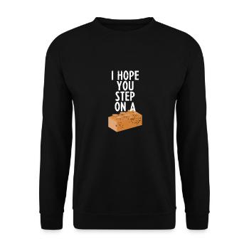 Ich hoffe du trittst auf einen Block Hass Geschenk - Unisex Pullover - Schwarz - Vorne - Alina (178cm) & Michal (187cm)