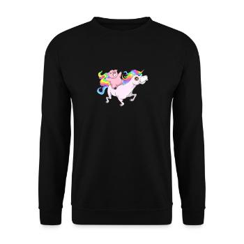 Cochon mignon à cheval sur la licorne - Sweat-shirt Unisexe - noir - Devant - Alina (178cm) & Michal (187cm)