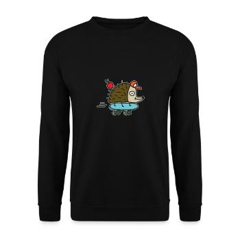 Skateboard Igel Skateboarding Freestyle Hobby Kind - Unisex Pullover - Schwarz - Vorne - Alina (178cm) & Michal (187cm)