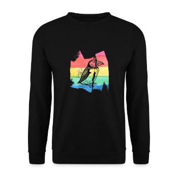 Puffin Puffin Parrot Diver T Shirt - Unisex Sweatshirt - black - Front - Alina (178cm) & Michal (187cm)