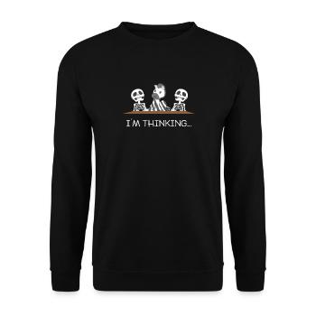 Zebra – Zebras – Zebra T-Shirt - Denker - Unisex Pullover - Schwarz - Vorne - Alina (178cm) & Michal (187cm)
