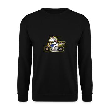 Unicorn Chopper Rocker Leather Jacket Club Gift - Unisex Sweatshirt - black - Front - Alina (178cm) & Michal (187cm)