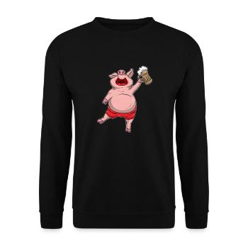 Funny Beer Drinking Pig - Unisex Sweatshirt - black - Front - Alina (178cm) & Michal (187cm)