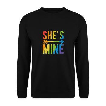 She's mine! Sie gehört mir! Ehefrau Statement - Unisex Pullover - Schwarz - Vorne - Alina (178cm) & Michal (187cm)