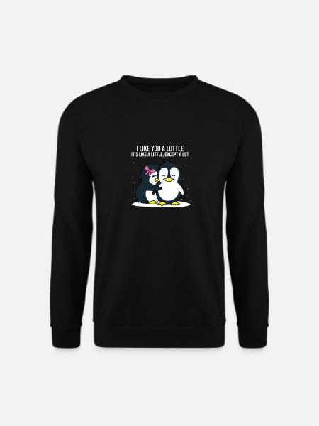 I like you a lottle Pinguin Liebe Paare Geschenk - Unisex Pullover - Schwarz