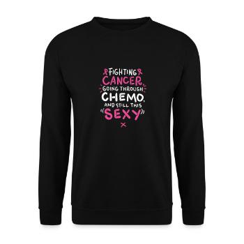 Chemotherapie Krebs Sieg Kampf Spruch Geschenk - Unisex Pullover - Schwarz - Vorne - Alina (178cm) & Michal (187cm)