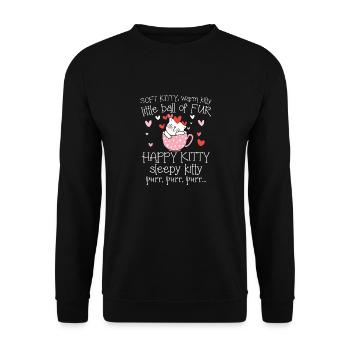 Soft Kitty Warm Kitty Happy Kitty Cute Miezi - Unisex Sweatshirt - black - Front - Alina (178cm) & Michal (187cm)