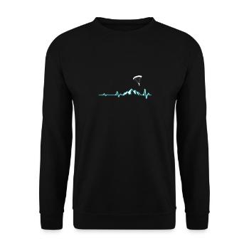 Heartbeat Paragliding Paraglider Mountains Gift - Unisex Sweatshirt - black - Front - Alina (178cm) & Michal (187cm)