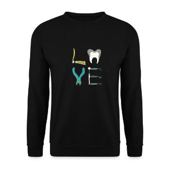 Funny Dentist Tools Dental Hygienist T-shirt - Unisex Sweatshirt - black - Front - Alina (178cm) & Michal (187cm)