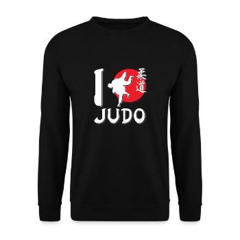 Judokämpfer lieben Kampfkünste - Unisex Pullover - Schwarz - Vorne - Alina (178cm) & Michal (187cm)