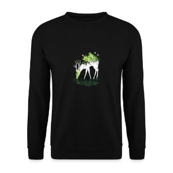Hirsch Natur WIld - Unisex Pullover - Schwarz - Vorne - Alina (178cm) & Michal (187cm)