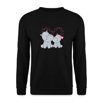 Hippopotame - Hippopotame - Hippopotame - Couple - Coeur - Sweat-shirt Unisexe - noir - Devant - Alina (178cm) & Michal (187cm)